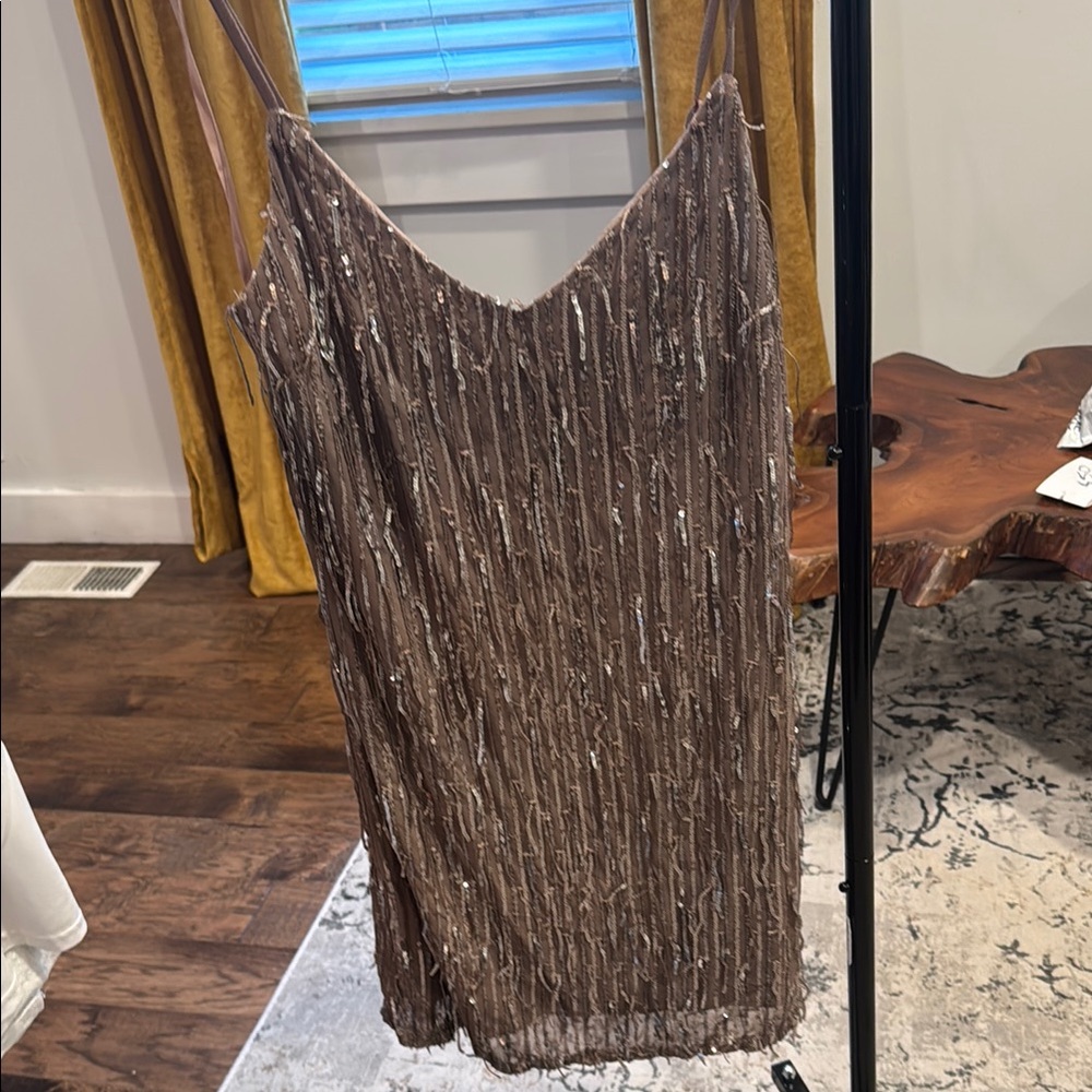 Elegant Brown Sequin Dress